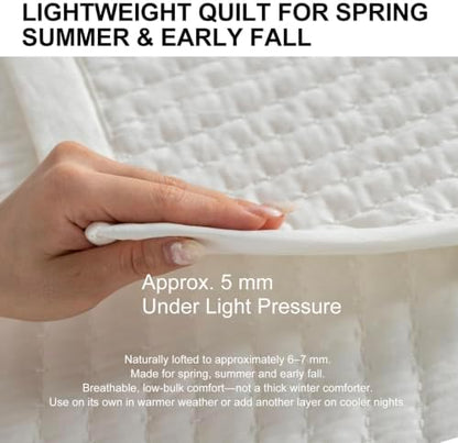 Oversized King Quilt Set 112 x 106 in, Lightweight, Cream White