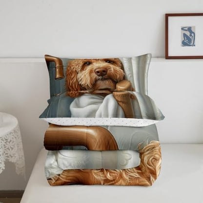 jejeloiu Funny Dog Comforter Set Queen Size Kids Puppy Dog Bedding Set for Boys Girls Teens Dachshund Duvet Breathable Cute Animal Quilt Bedroom Decor,1 Comforter with 2 Pillowcase