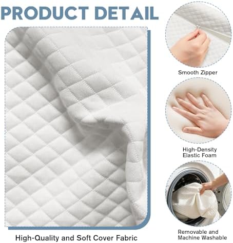 Queen Size Wedge Pillow for Headboard, Mattress Wedge Bed Gap Filler with High-Density Foam and Removable Washable Cover, Prevents Items from Falling