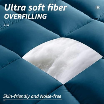 HYLEORY All Season Queen Size Bed Comforter - Cooling Down Alternative Quilted Duvet Insert with Corner Tabs - Winter Warm - Machine Washable - Teal