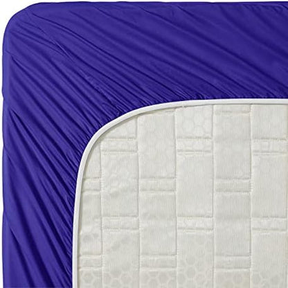 Clara Clark Bed Sheets, Premier 1800 Series 4 Piece Bed Sheet Set, Deep Pocket, Wrinkle, Fade, Stain Resistant, Luxury Soft Bedding Sheets & Pillowcases, Split King, Royal Blue