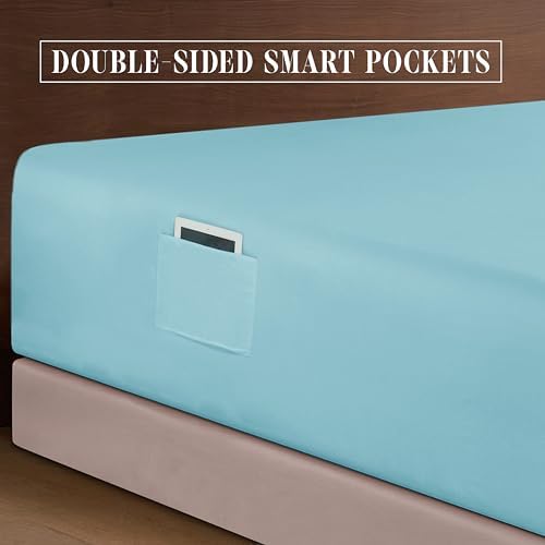 Elegant Comfort 4-Piece Bed Sheet Set - Luxury Bedding 1500 Premium Hotel Quality Microfiber, All Around Elastic 18-24 Inches Deep Fitted Sheet- Extra Deep Pocket Sheets, Full, Baby Blue