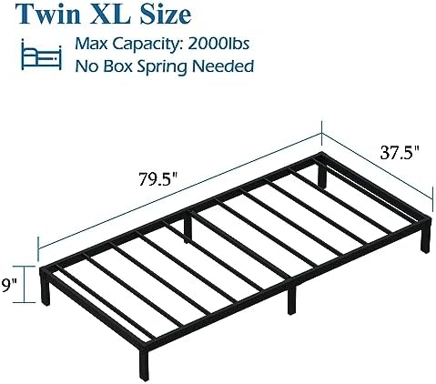 DiaOutro 9 Inch Twin XL Bed Frames Low Profile Heavy Duty Metal Platform