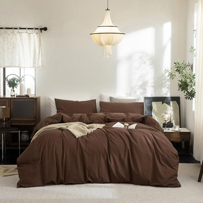 FOSSA Duvet Cover Set 100% Washed Cotton Linen Feel Super King Plus
