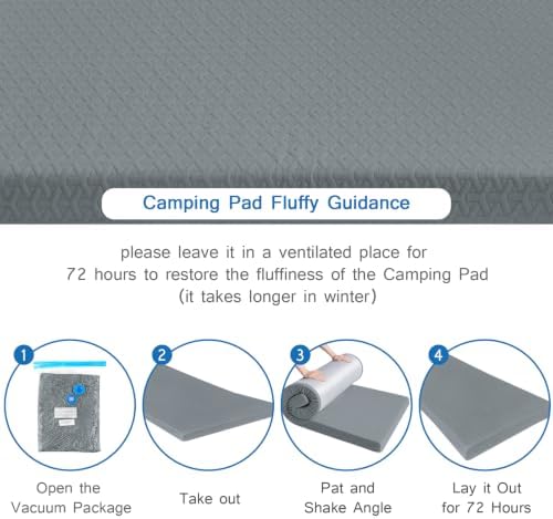 Memory Foam Camping Pad 3 Inch Thick, Soft Sleeping Pad, Pad Only