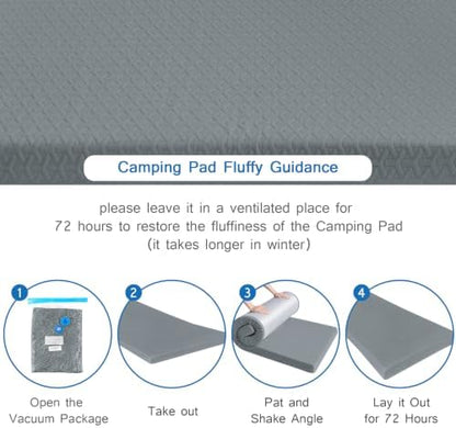 Memory Foam Camping Pad 3 Inch Thick, Soft Sleeping Pad, Pad Only