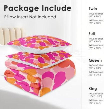 Pamnest Twin Comforter Set, 2 Pieces Pink Orange Bedding, All Season