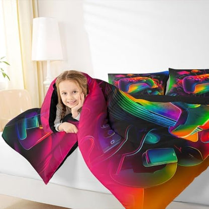 Erosebridal Gamer Comforter Set Game Consoles King Bedding Set for Adult Men Modern Gaming Comforter Abstract Vintage Duvet Insert