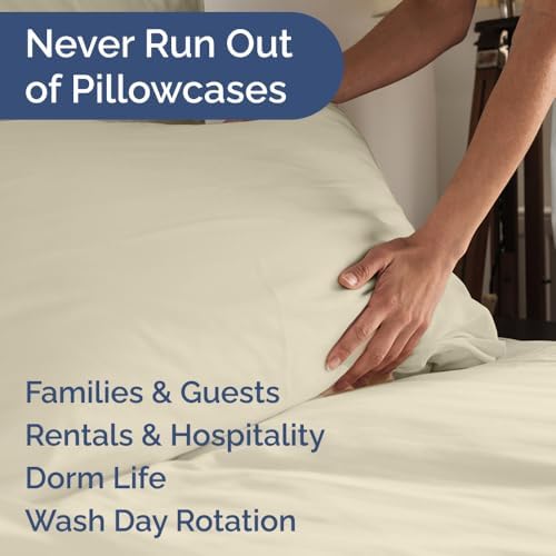 King Pillow Cases Set of 6 - Ultra Soft Cozy Pillowcase Covers - Cream