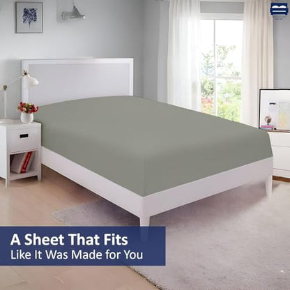 1 Piece King Size Fitted Sheet Only, 15-Inch Deep Mattress, Light Grey