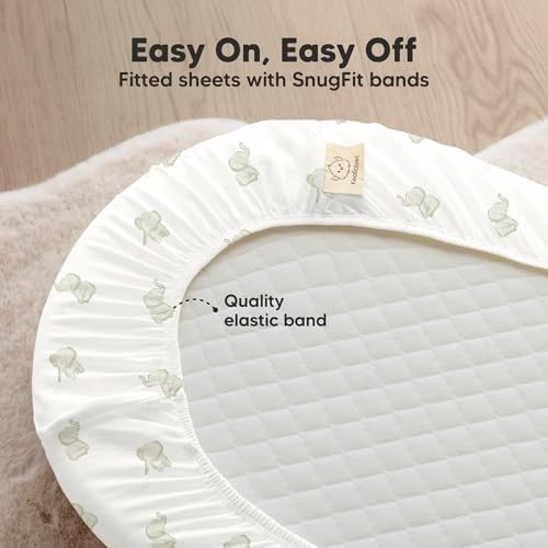 2pk Organic Bassinet Sheets, Compatible with Halo Bassinest (Elly)