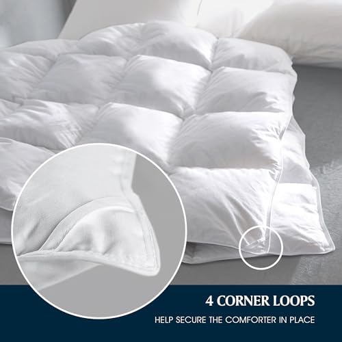 Serta Goose Feather Down Fiber Cotton Comforter Twin Size - 100% Cotton Duvet Insert - Hotel Luxury Hypoallergenic Bedding Comforter Extra Warmth 68 x 90 Inch White