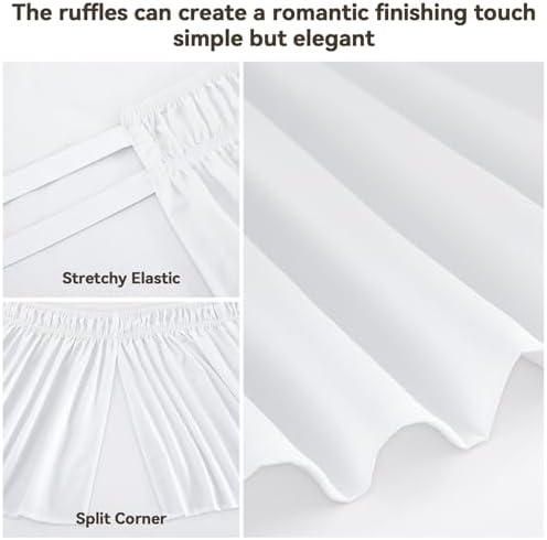 RIMELA Bed Skirt with Split Corners, Queen, 15 Inch Drop, Moon White