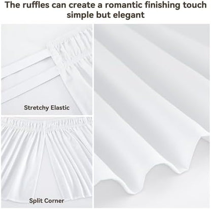 RIMELA Bed Skirt with Split Corners, Twin, 15 Inch Drop, Moon White