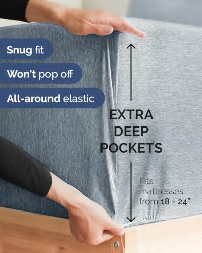 CGK Linens 2 Pack Extra Deep King Fitted Sheets - Heathered Blue