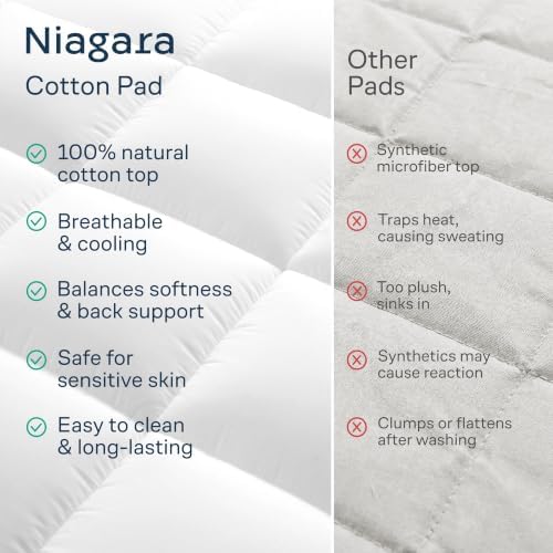 Niagara Sleep Solution 100% Cotton Top Full XL Mattress Pad, Pillow Top