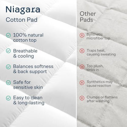 Niagara Sleep Solution 100% Cotton Top Full XL Mattress Pad, Pillow Top
