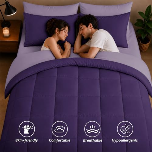 Anluoer King Size Comforter Set, 7 Piece Bed in a Bag King Bedding Sets