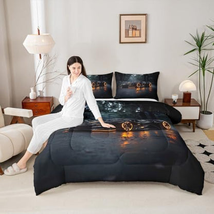 Boys Sports Car Comforter,Cool Black Race Car Bedding Set Toddler Size for Kids Boys Girls Teens,3D Racing Cars Bedding Comforter Sets,Extreme Sports Theme Quilt Racing Games Race Cars Room Decor