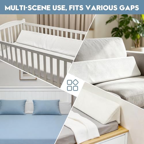 King Size Wedge Pillow for Headboard, Mattress Wedge Bed Gap Filler with High-Density Foam and Removable Washable Cover, Prevents Items from Falling