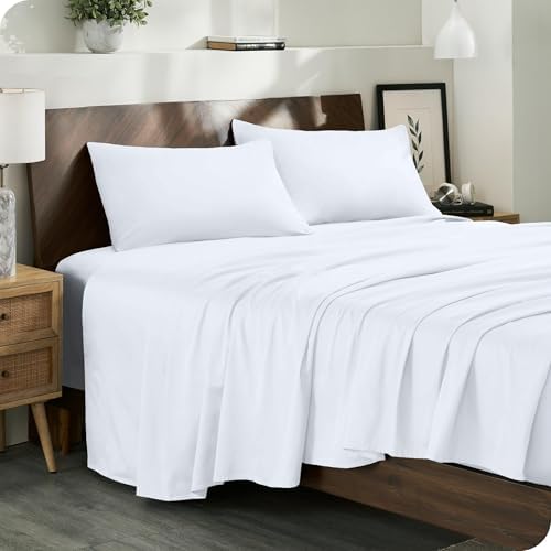 Bare Home 100% Organic Cotton Sateen Sheet Set (King, White)
