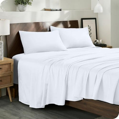 Bare Home 100% Organic Cotton Sateen Sheet Set (King, White)