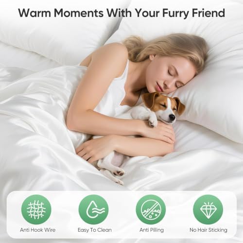 100% Real Bamboo Viscose & Lyocell Tencel Sheets Set Queen Size | Breathable & Cooling for Hot Sleeper | Luxury Silky Soft Fabric | 18" Deep Pocket with Corner Straps (White, Queen)