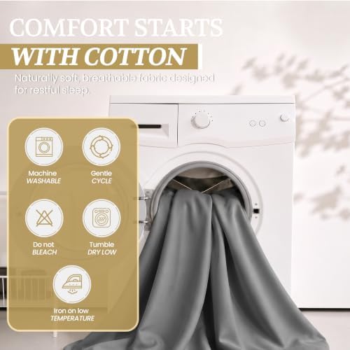 Twin XL Cotton Knit Jersey Sheet Set, 15" Deep Pocket, Light Grey, 3Pc