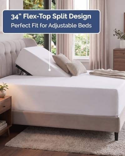 CGK Linens Extra Deep Flex Top Split Head King Fitted Sheet Only - White