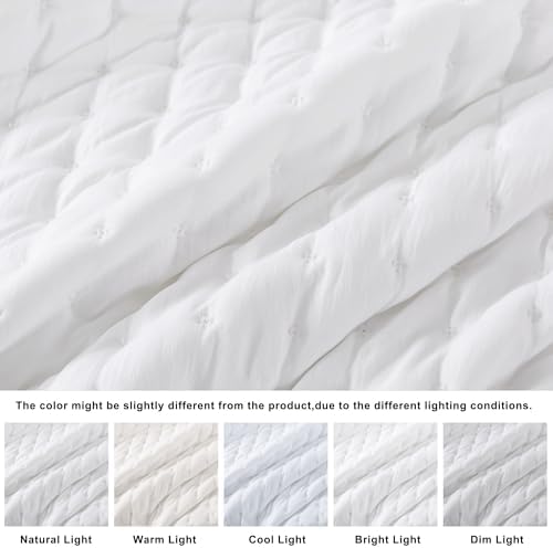 WDCOZY Cloud Soft Quilt Set, Twin Size, All White, 2 Pieces 68x90 inches