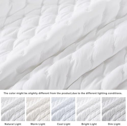 WDCOZY Cloud Soft Quilt Set, Twin Size, All White, 2 Pieces 68x90 inches