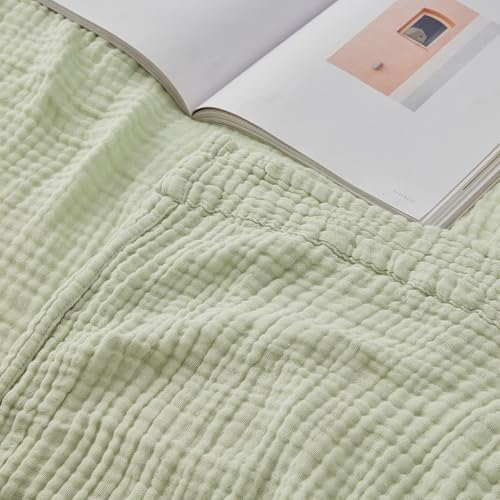 EMME Muslin Blankets for Adults Throw Blanket for Couch Breathable Gauze Soft Lightweight Airy Mint Green Twin XL 66" x 90"