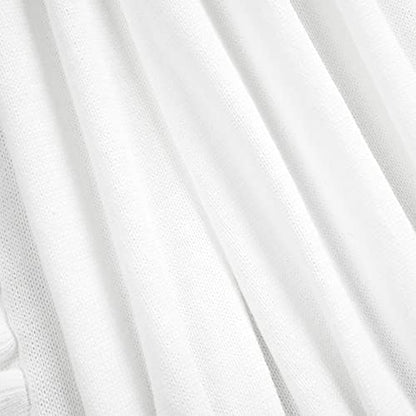 Lush Decor Reyna Soft Knitted Ruffle Throw Blanket, 104" W x 88" L, White - Classic Ruffled Bedding - Knit Blanket - Cozy Oversized Blanket For Bed or Couch - Vintage, Minimalist & Cottage Home Decor
