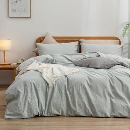 BESTOUCH Cotton Solid Duvet Cover Set Northern Droplet Grey Alaska King