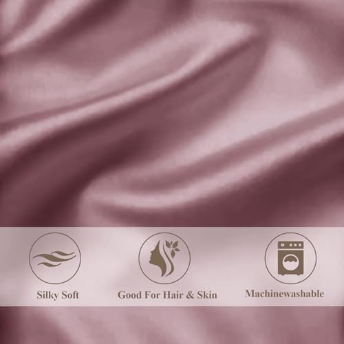 Vielit Standard Satin Pillowcase for Hair 2pc,Similar to Silk Pillow Cases,Easier Care Than Silk Pillowcase,Gifts for Women Men,Dusty Rose,20x26 & Envelope Closure and 2 Satin Scrunchies