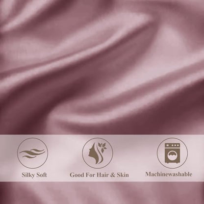 Vielit Satin Body Pillow Pillowcase 1pc,Silky Body Pillow Cover Similar to Silk Pillow Cases Soft Body Pillow Case 20x54 & Envelope Closure,Gift for Women Men Dusty Rose & 1 Satin Scunchie