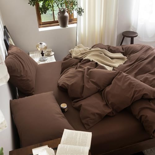 FOSSA Duvet Cover Set 100% Washed Cotton Linen Feel Oversized King
