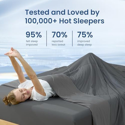 Cozy Bliss Cooling Comforter Queen Size, Cooling Blankets for Hot Sleepers and Night Sweats, Charcoal Gray Summer Comforter for Queen Size Bed, Breathable Soft Lightweight Silk Smooth