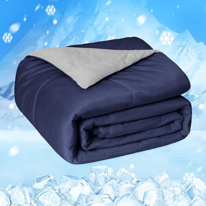 HOMFINE Cooling Comforter for Hot Sleepers Queen, Dark Blue 90"x90"
