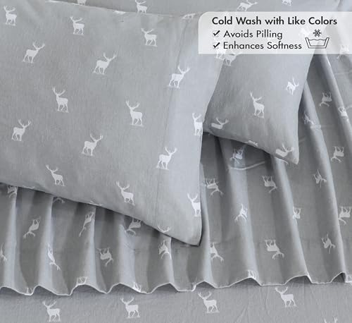 RUVANTI Flannel Sheets Set Full Size, Celestial Stag