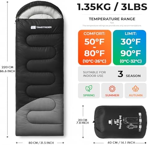 Sleeping Bags for Adults,Compact Lightweight Backpacking Sleeping Bag with Compression Sack for Youth, Camping Essentials Gearfor Hiking Travel Climbing Outdoor&Indoor Use