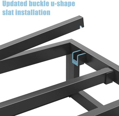 Bilily 18 Inch Twin Bed Frame with Steel Slat Support,Heavy Duty Metal Platform Bed Frame Twin Size Mattress Foundation,No Box Spring Needed,Easy Assembly,Noise Free,Black