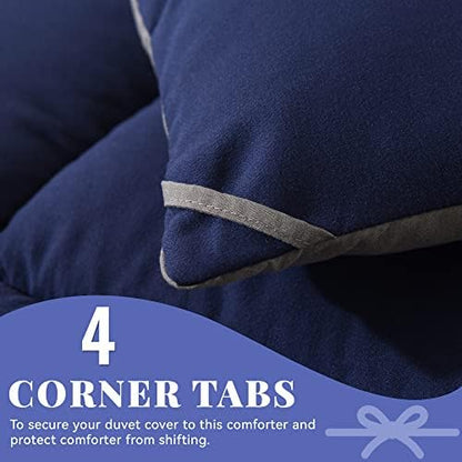 Down Alternative Comforter Blue/Grey Twin Size - All Season Duvet Insert
