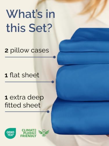 Extra Deep Pocket King Size Sheet Set - Breathable & Cooling - Royal Blue