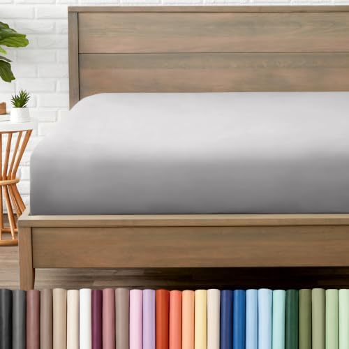 Bare Home Full Fitted Sheet - 1800 Ultra-Soft (Full, Light Grey)