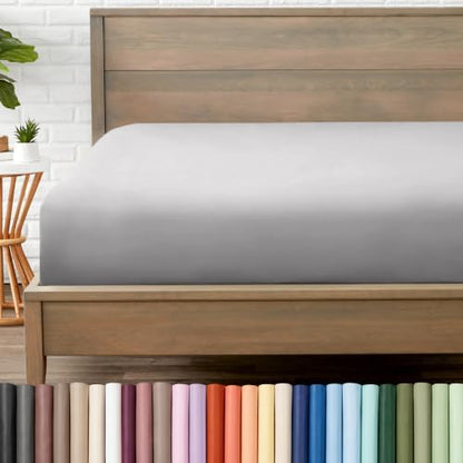Bare Home Full Fitted Sheet - 1800 Ultra-Soft (Full, Light Grey)