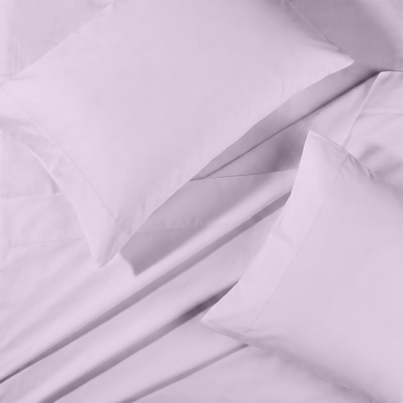 BIOWEAVES 100% Organic Cotton Sheets, 300 Thread Count 4-Piece GOTS Certified Bed Sheet Set Fits Mattress Upto 17" Deep Pocket, Soft & Silky Sateen Weave (King, Lavender)