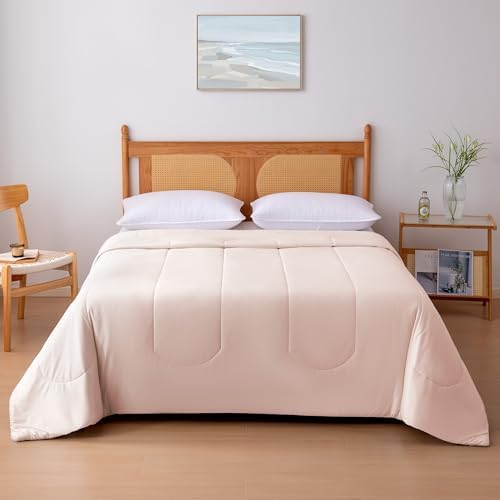 Amazon Basics Cooling Comforter, Temperature Regulating Blanket for Hot Sleepers, Summer & All Season Bedding, Lightweight, 68"x90", Twin, Pink