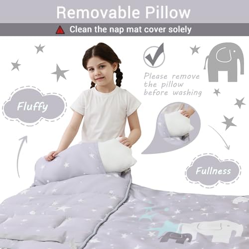 Lasoftan Toddler Nap Mat with Pillow and Blanket, Extra Large Rolled Napping Mats,Slumber Bags for Boys Girls,Kids Sleeping Bag for Daycare, Preschool Travel Camping