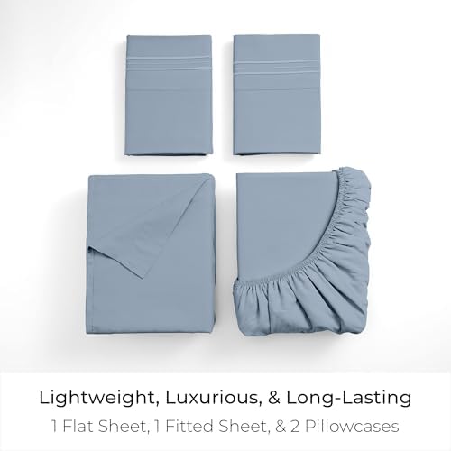 Mellanni Iconic 4-Piece, Ultra Soft Sheet Set (Queen, Blue Hydrangea)